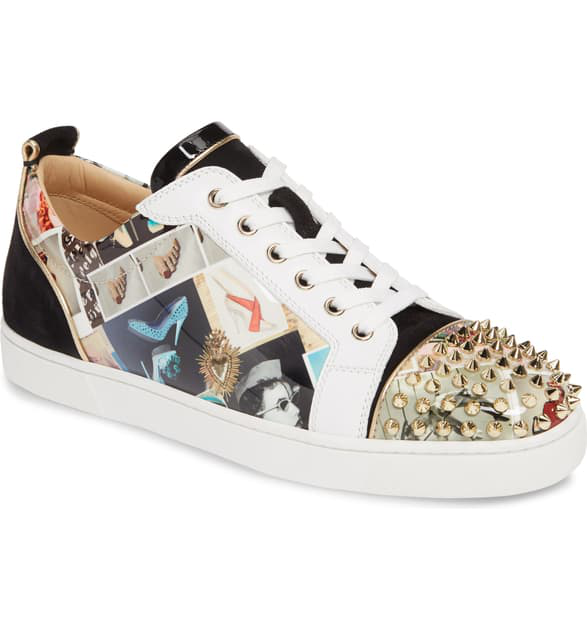 Christian Louboutin Men's Louis Junior Spikes Collage Red Sole Sneakers In  Version Multi | ModeSens