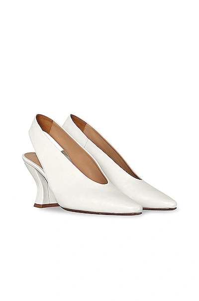 Shop Bottega Veneta Almond Slingback Kitten Heels In Optic White