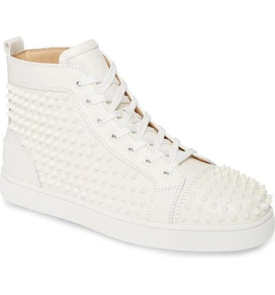 Shop Christian Louboutin Louis Allover Spikes High Top Sneaker In White/white