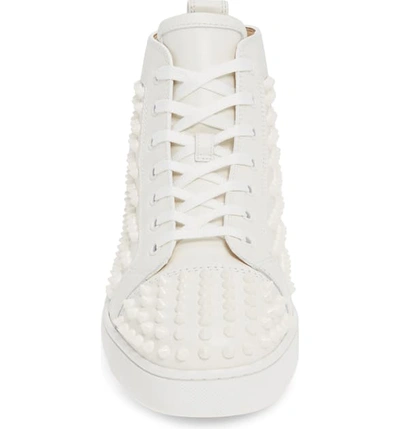 Shop Christian Louboutin Louis Allover Spikes High Top Sneaker In White/white