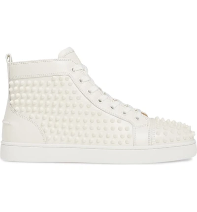 Christian Louboutin Louis Spike-embellished Leather High-top Trainers In  White