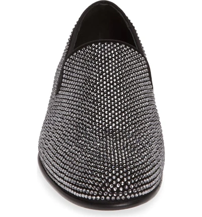 Shop Giuseppe Zanotti Crystal Venetian Loafer In Black/ Silver
