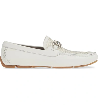 Shop Ferragamo Parigi Bit Driving Moccasin In White Intense