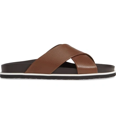 Shop Aquatalia Tanner Water Resistant Slide Sandal In Chocolate Leather