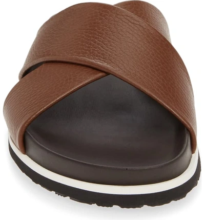 Shop Aquatalia Tanner Water Resistant Slide Sandal In Chocolate Leather