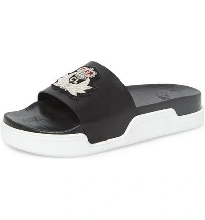 Shop Christian Louboutin Pool Beau Sport Slide In Black/silver