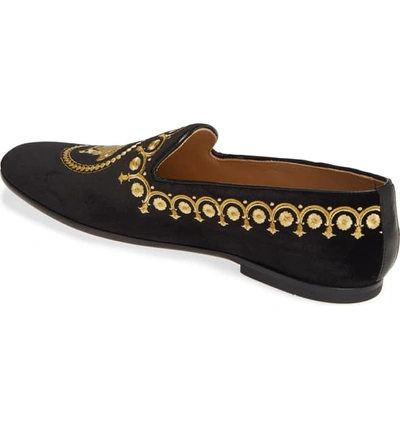 Shop Versace Barocco Venetian Loafer In Nero/ Oro