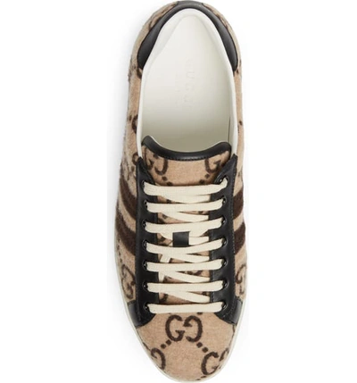 Shop Gucci New Ace Gg Logo Sneaker In Beige/ Ebony/ Cocoa