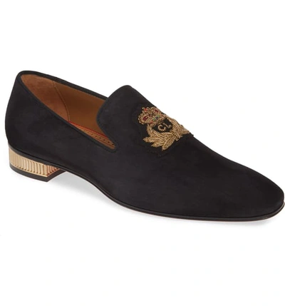 Shop Christian Louboutin Captain Colonnaki Venetian Loafer In Black/ Bronzo