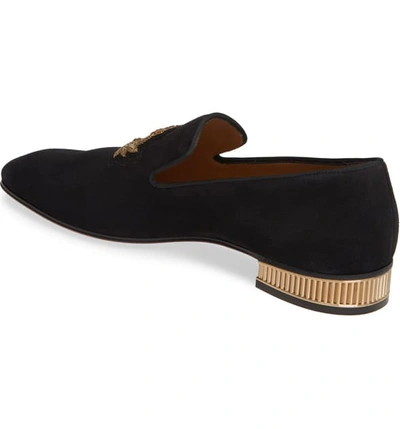 Shop Christian Louboutin Captain Colonnaki Venetian Loafer In Black/ Bronzo