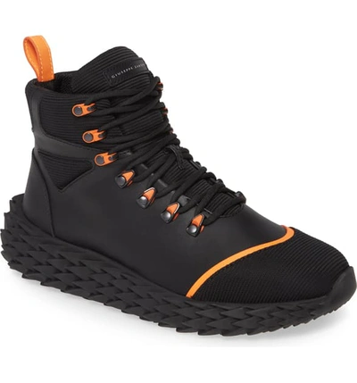 Shop Giuseppe Zanotti Urchin Sneaker In Black/ Orange