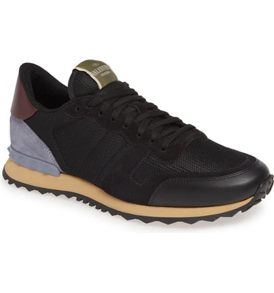 Shop Valentino Nylon Rockrunner Sneaker In Black/ Grey