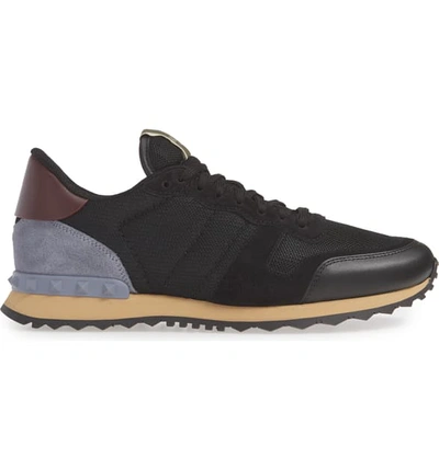 Shop Valentino Nylon Rockrunner Sneaker In Black/ Grey