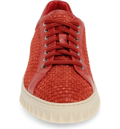 Shop Ferragamo Cube Sneaker In Flame Red