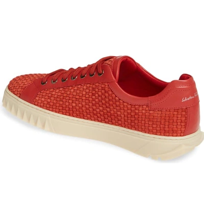 Shop Ferragamo Cube Sneaker In Flame Red