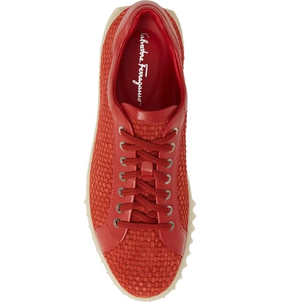 Shop Ferragamo Cube Sneaker In Flame Red