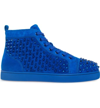 Christian Louboutin Louis High-top Suede Trainers In Blue. | ModeSens