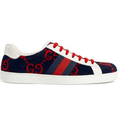 Shop Gucci New Ace Gg Logo Sneaker In Multi Blue