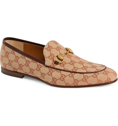 Shop Gucci Jordaan Gg Canvas Loafer In Beige Multi