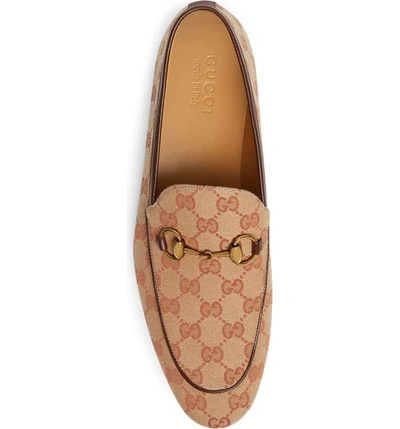 Shop Gucci Jordaan Gg Canvas Loafer In Beige Multi