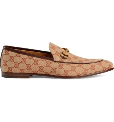 Shop Gucci Jordaan Gg Canvas Loafer In Beige Multi