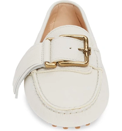 Shop Tod's Gommini Buckle Tassel Driving Moccasin In White