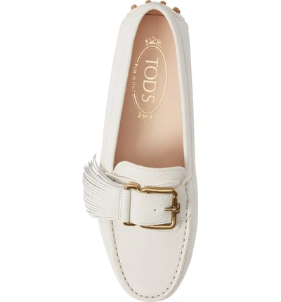 Shop Tod's Gommini Buckle Tassel Driving Moccasin In White