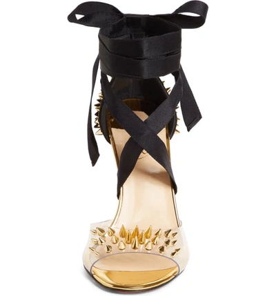 Shop Christian Louboutin Barbarissima Spike Ankle Strap Sandal In Gold/ Black