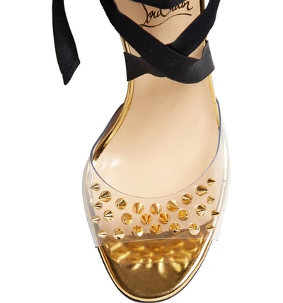 Shop Christian Louboutin Barbarissima Spike Ankle Strap Sandal In Gold/ Black