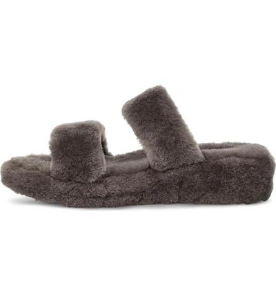 Shop Ugg Fuzz Yeah Genuine Shearling Slide In Charcoal