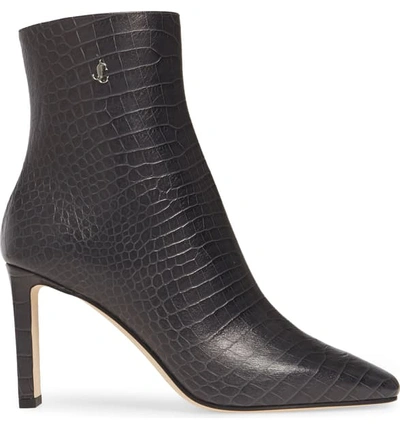 Shop Jimmy Choo Minori Croc-embossed Square Toe Bootie In Dusk Croc Print