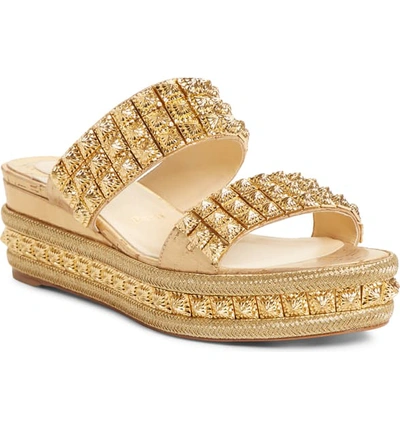 Shop Christian Louboutin Ecu Wedge Slide Sandal In Gold