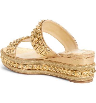 Shop Christian Louboutin Ecu Wedge Slide Sandal In Gold