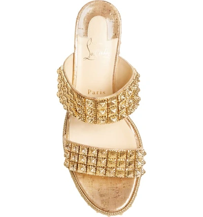 Shop Christian Louboutin Ecu Wedge Slide Sandal In Gold