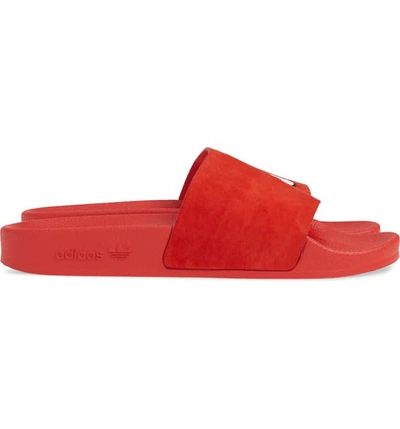 Shop Adidas Originals 'adilette' Slide Sandal In Active Red/ White/ Core Black