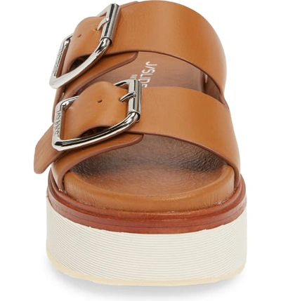 Shop Jslides Bowie Platform Slide Sandal In Tan Leather