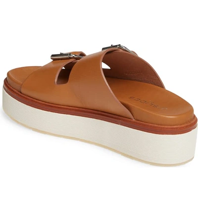 Shop Jslides Bowie Platform Slide Sandal In Tan Leather