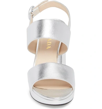 Shop Prada Double Band Platform Sandal In Silver
