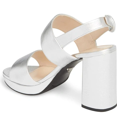 Shop Prada Double Band Platform Sandal In Silver