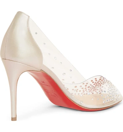Shop Christian Louboutin Sucre Glace Embellished Clear Sandal In Nude