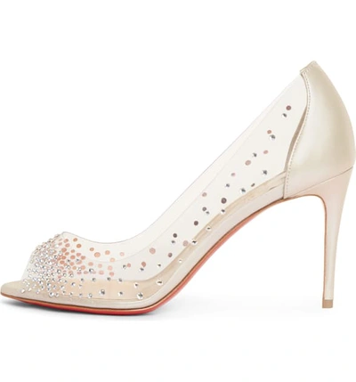 Shop Christian Louboutin Sucre Glace Embellished Clear Sandal In Nude