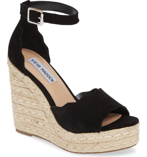 steve madden black wedge sandals