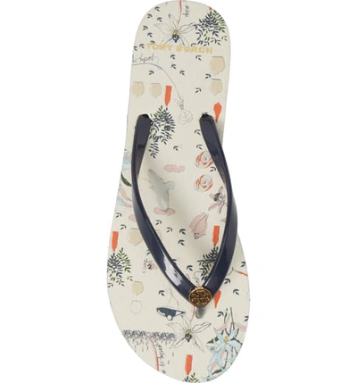 Shop Tory Burch Thin Flip Flop In Navy/ Ivory Poetry Of Things