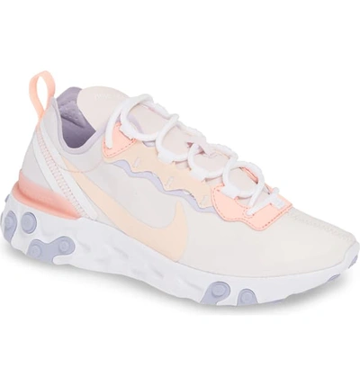 Shop Nike React Element 55 Sneaker In Pale Pink/ Coral/ Purple