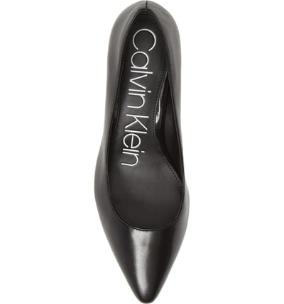 Shop Calvin Klein Nita Pointy Toe Pump In Black Leather