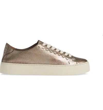 Shop Frye Lena Woven Low Top Sneaker In Golden Silver