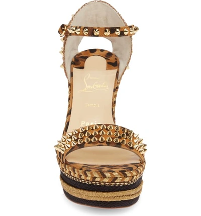 Shop Christian Louboutin Madmonica Spike Wedge Sandal In Leopard