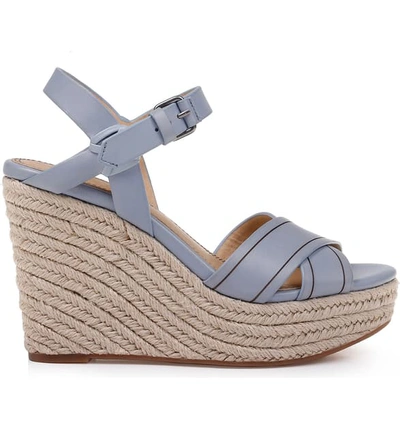 Shop Splendid Taffeta Espadrille Wedge Sandal In Light Blue Leather