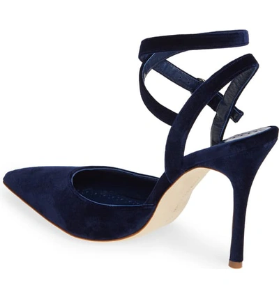 Shop Manolo Blahnik Tidra Multi Strap Velvet Sandal In Giulia Blue