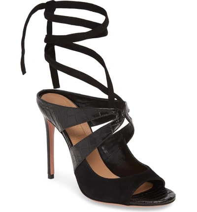 Shop Aquazzura Mabel Ankle Strap Sandal In Black Suede